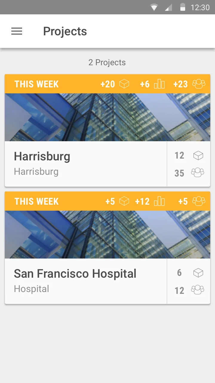 Android — projects list