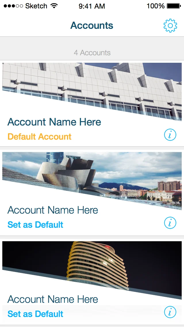 iOS — accounts screen