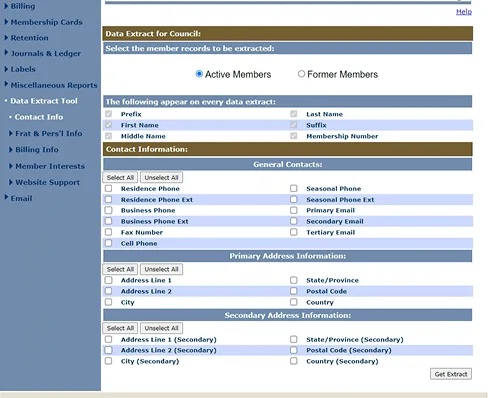 Legacy portal: Data Extract Tool