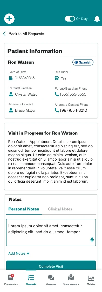 Visit in progress — video consultation